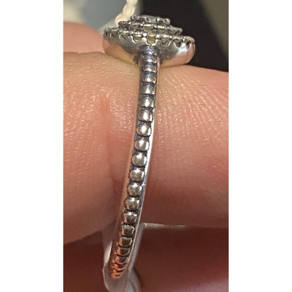 Ring Size 7.5 CZ or Glass Sterling Silver 925 Women Semi-Precious Stone - Picture 5 of 6